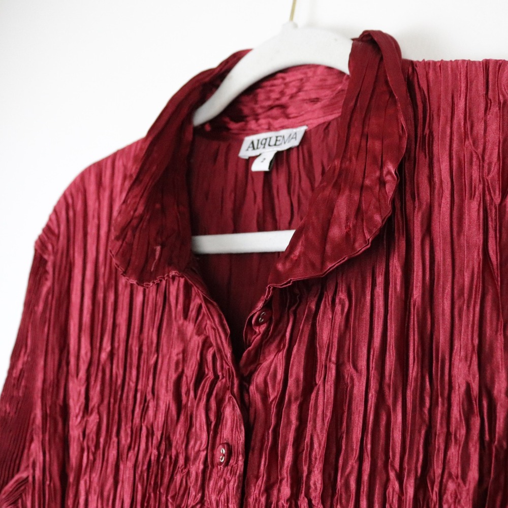 NWT Alquema Metallic Nehru Coat Dress Ruby Red 2 US 12-14 - Picture 5 of 12